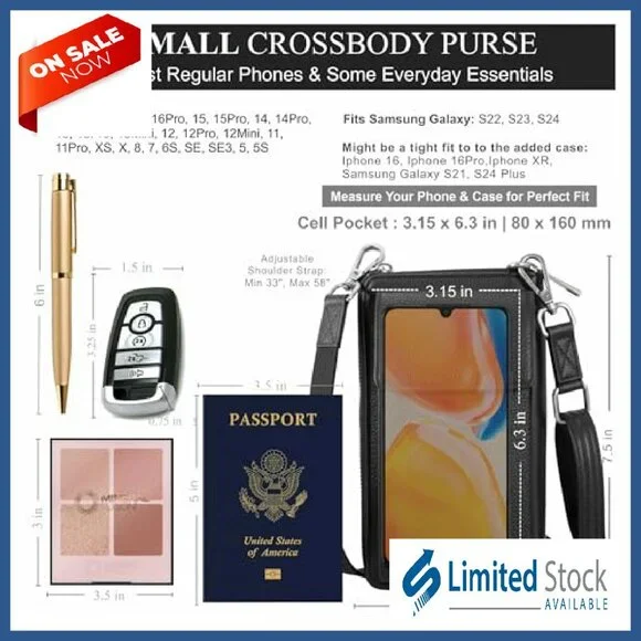 Leather Crossbody Phone Purse RFID Anti-Theft Travel Wallet Women